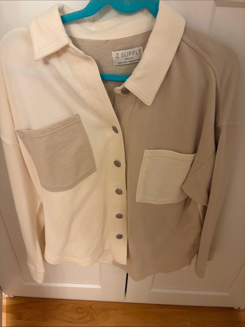 Z Supply Two-Tone Cream and Tan Utility Shirt Jacket